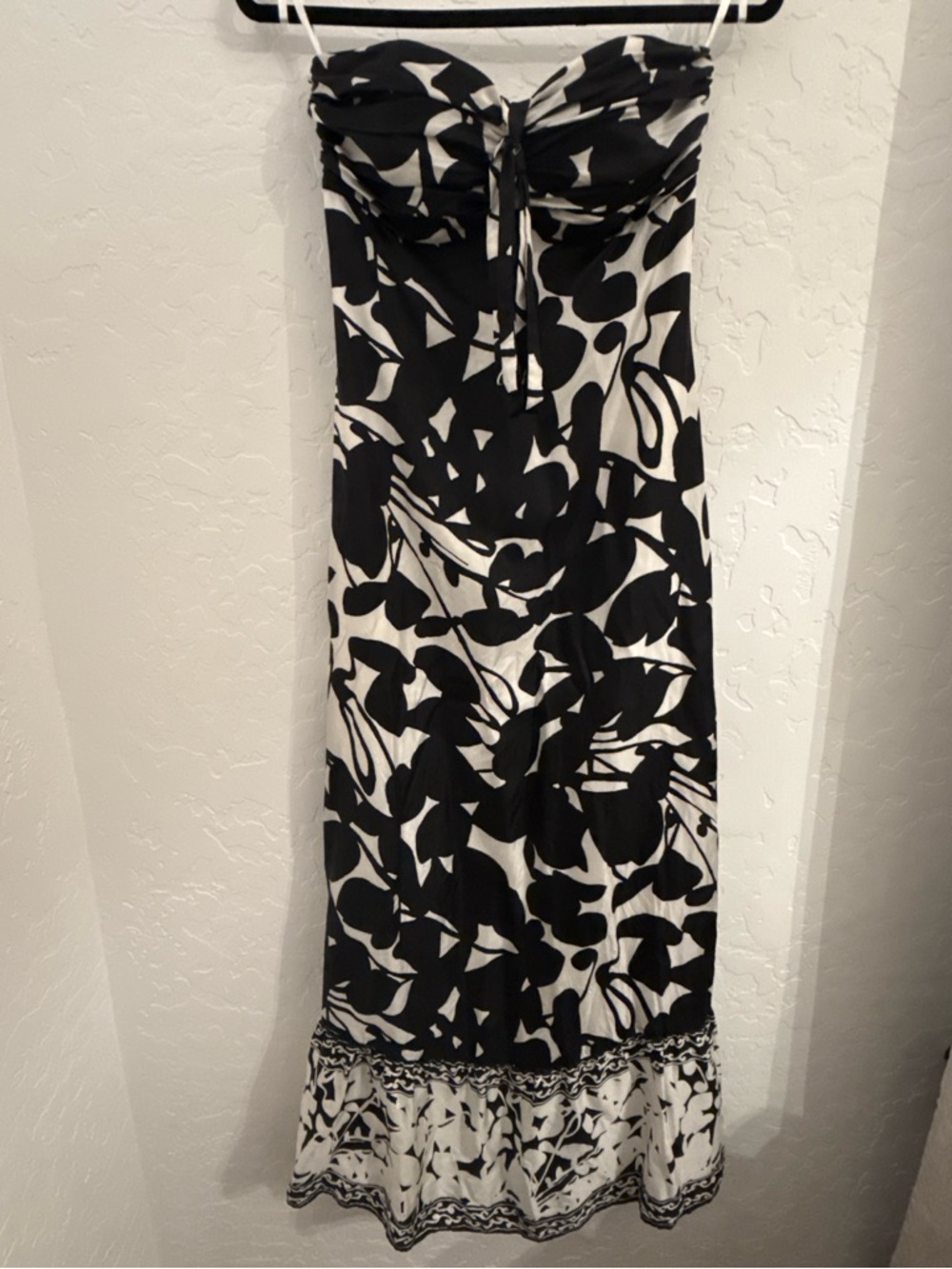 White House Black Market Black and White Strapless Maxi Dress